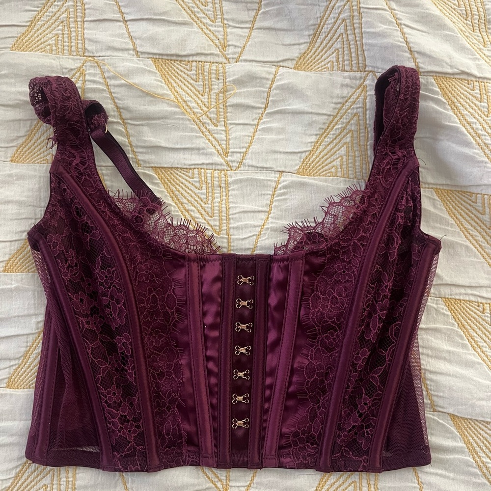 Victoria's Secret Burgundy Lace Crop Top